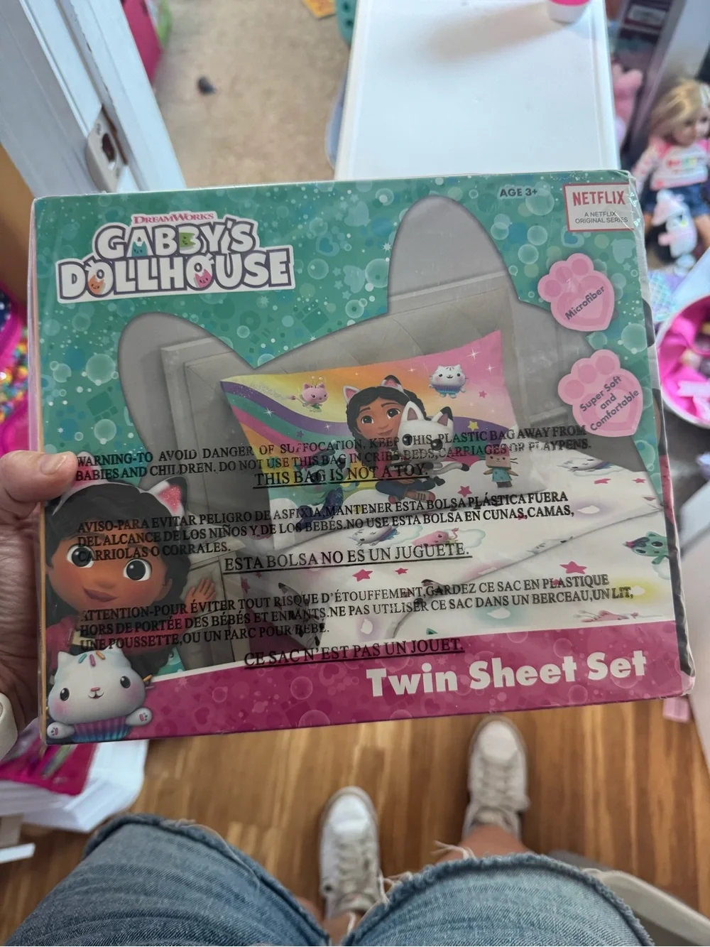 DreamWorks Gabby’s Dollhouse Twin Sheet Set - Pink, Green, White